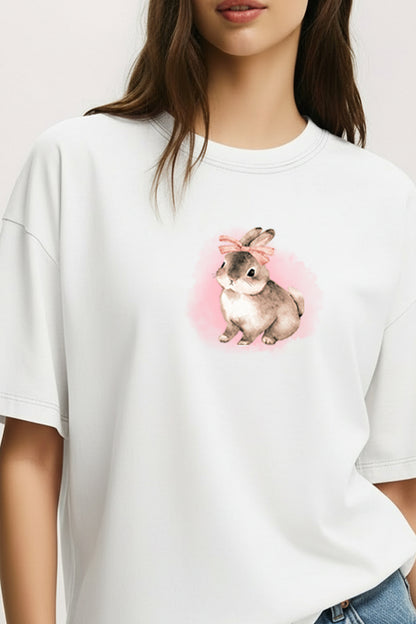 Pink Bow Bunny Graphic Women's Comfort Tee