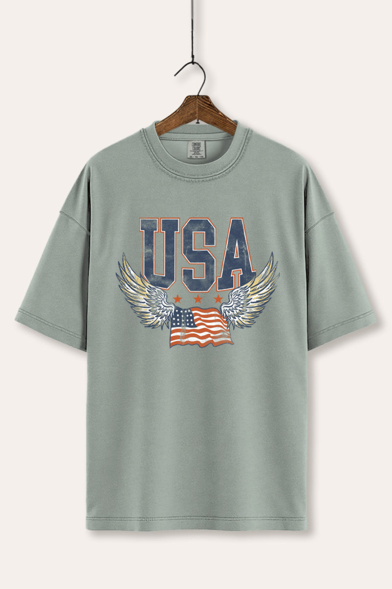 USA Flag Wings Of Freedom Graphic Women's Comfort Tee