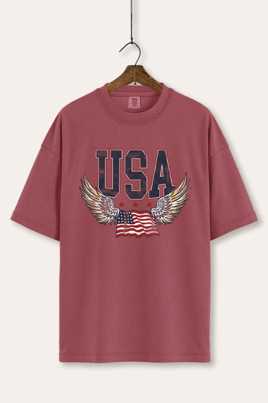 USA Flag Wings Of Freedom Graphic Women's Comfort Tee