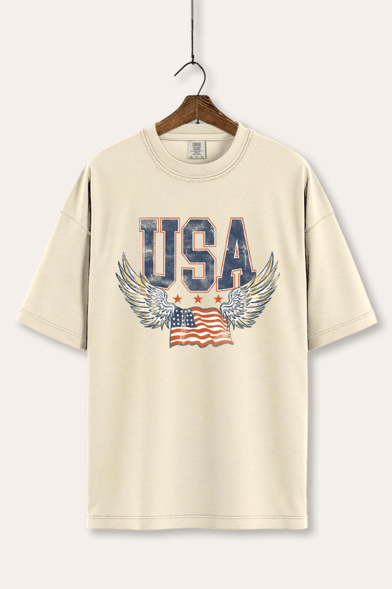 USA Flag Wings Of Freedom Graphic Women's Comfort Tee