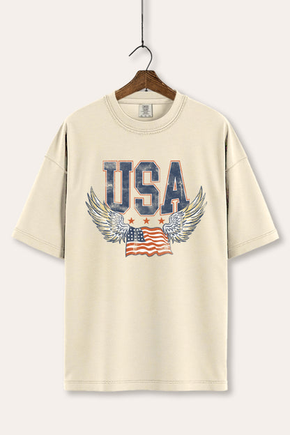 USA Flag Wings Of Freedom Graphic Women's Comfort Tee