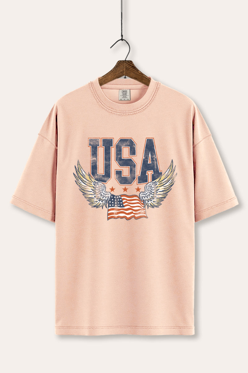 USA Flag Wings Of Freedom Graphic Women's Comfort Tee