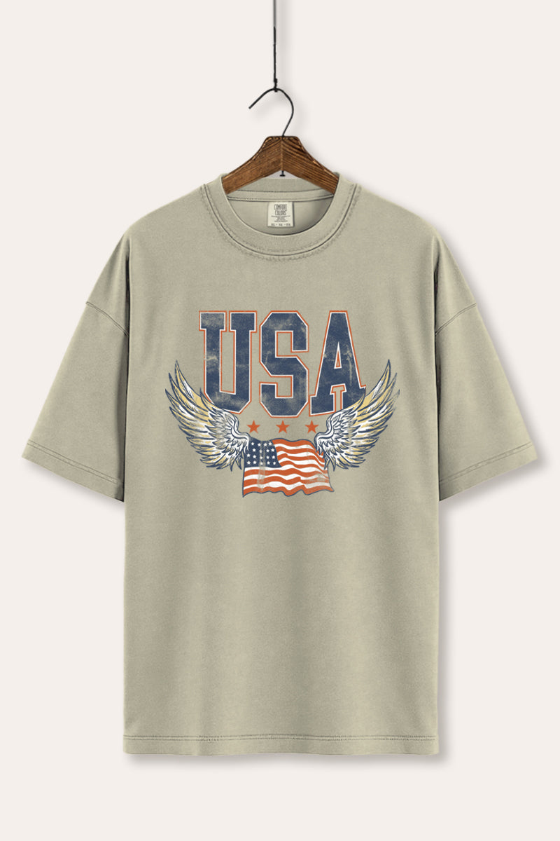USA Flag Wings Of Freedom Graphic Women's Comfort Tee