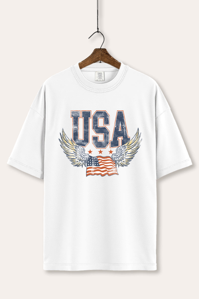 USA Flag Wings Of Freedom Graphic Women's Comfort Tee