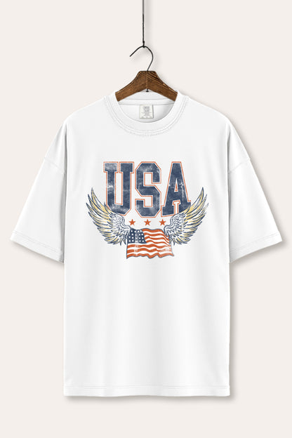 USA Flag Wings Of Freedom Graphic Women's Comfort Tee