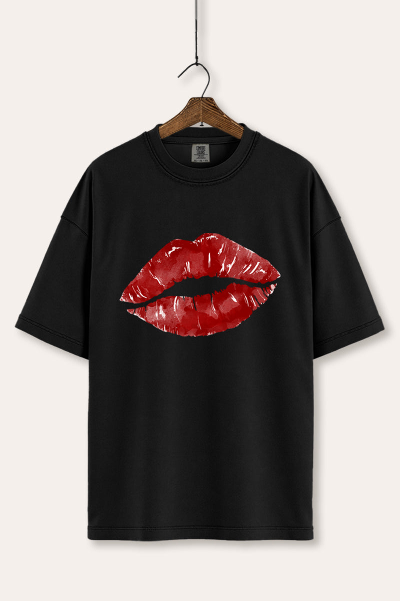 red kiss lips graphic comfort colors® tee