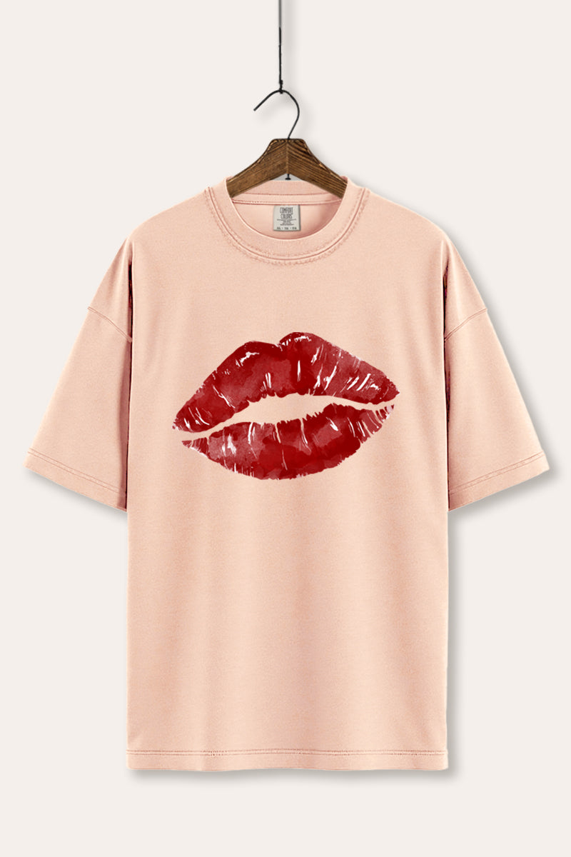 red kiss lips graphic comfort colors® tee