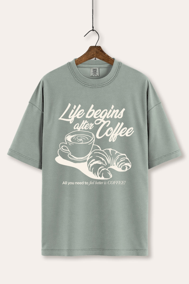 coffee & croissant graphic comfort colors® tee