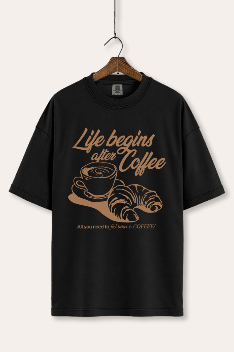 coffee & croissant graphic comfort colors® tee