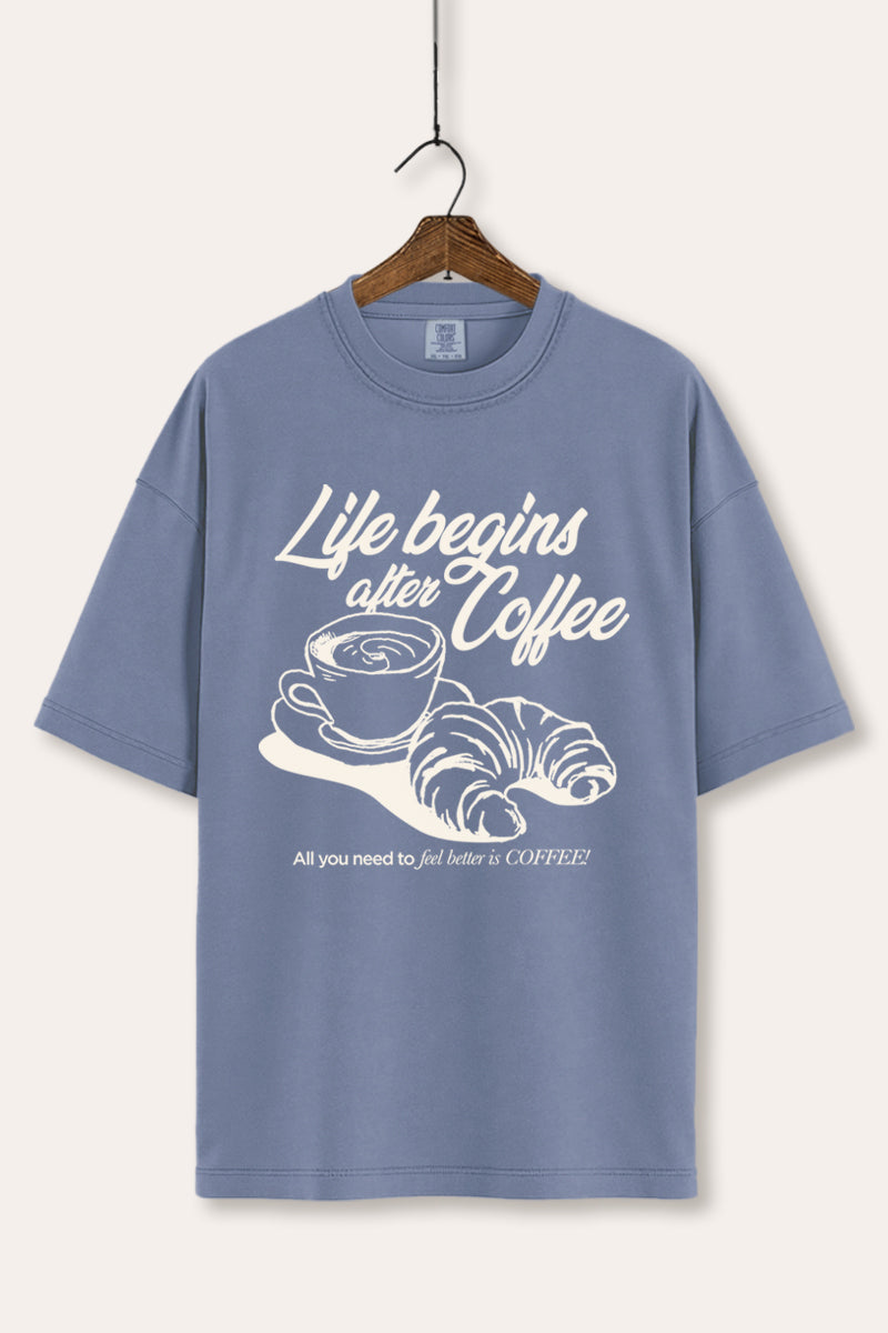 coffee & croissant graphic comfort colors® tee