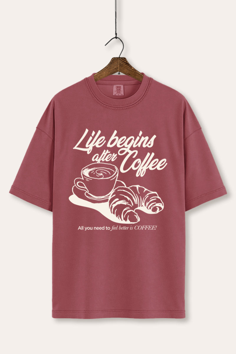 coffee & croissant graphic comfort colors® tee