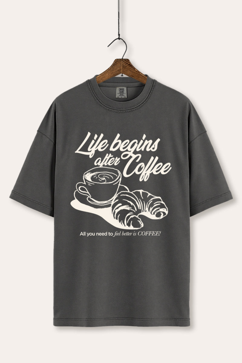 coffee & croissant graphic comfort colors® tee