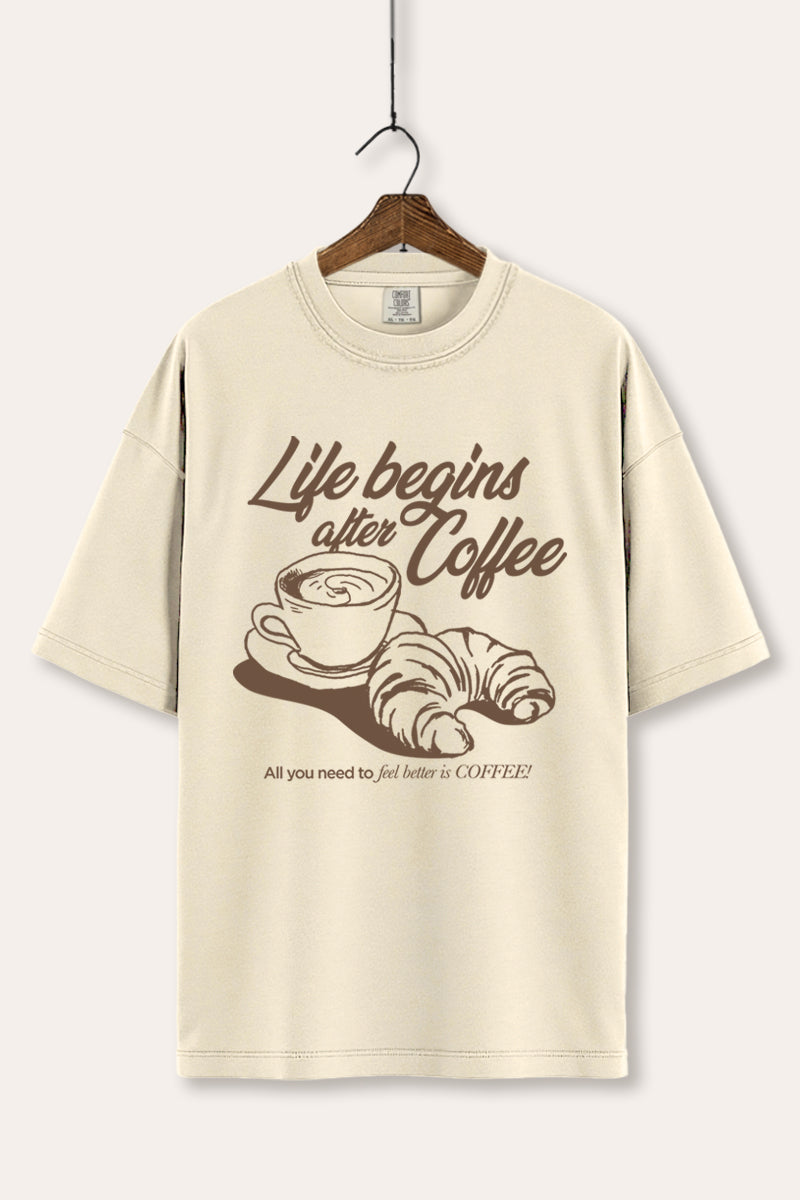 coffee & croissant graphic comfort colors® tee