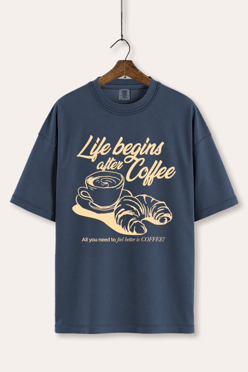 coffee & croissant graphic comfort colors® tee