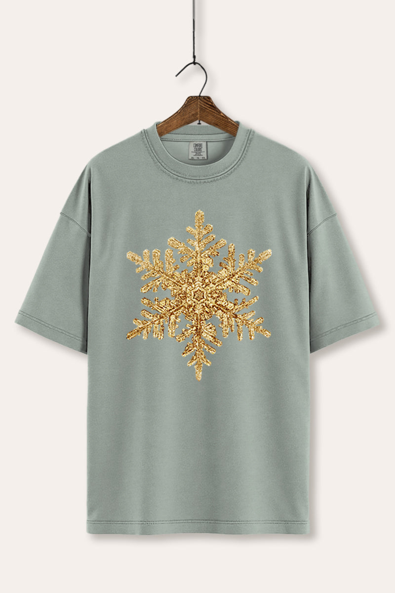 Gold Snowflake Christmas Graphic Women's Comfort Tee