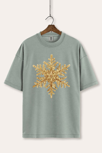Gold Snowflake Christmas Graphic Women's Comfort Tee