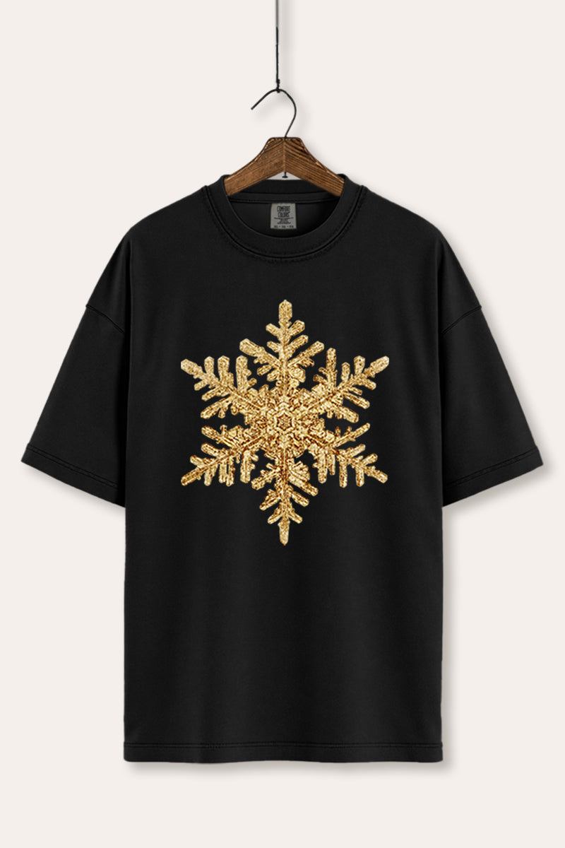 Gold Snowflake Christmas Graphic Women's Comfort Tee