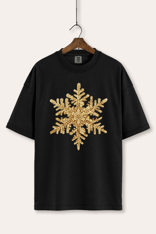 Gold Snowflake Christmas Graphic Women's Comfort Tee