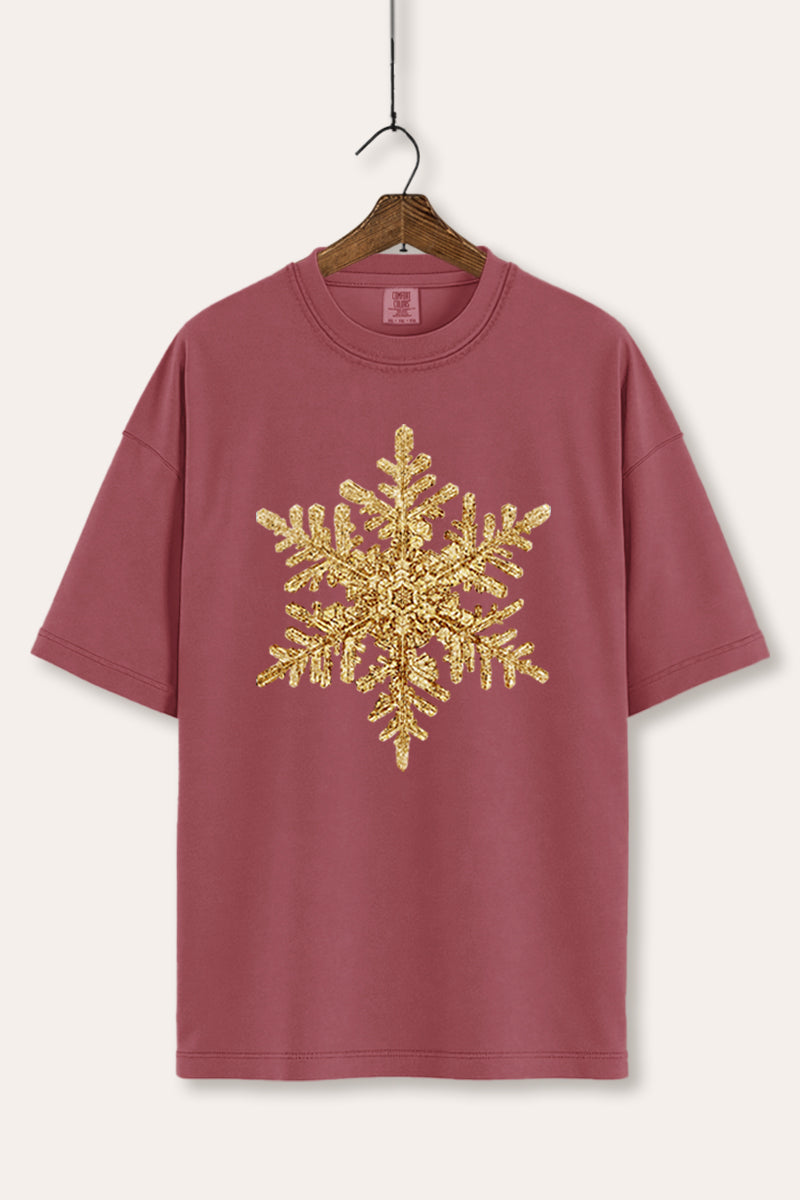Gold Snowflake Christmas Graphic Women's Comfort Tee