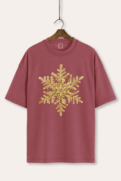 Gold Snowflake Christmas Graphic Women's Comfort Tee