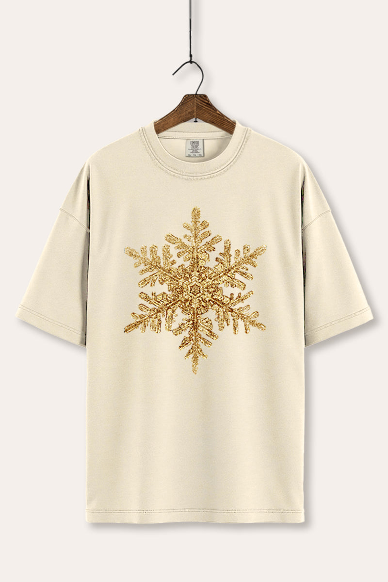 Gold Snowflake Christmas Graphic Women's Comfort Tee