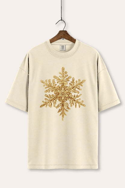 Gold Snowflake Christmas Graphic Women's Comfort Tee
