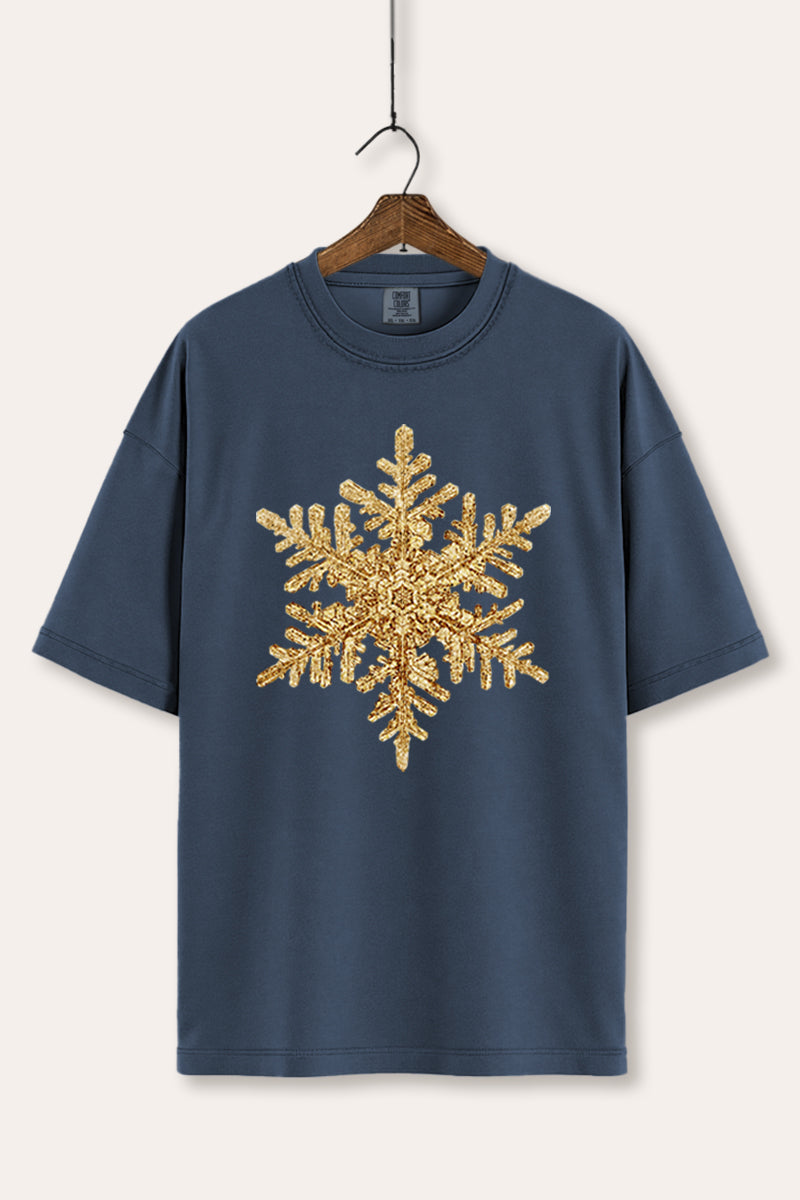 Gold Snowflake Christmas Graphic Women's Comfort Tee