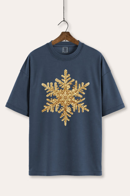 Gold Snowflake Christmas Graphic Women's Comfort Tee