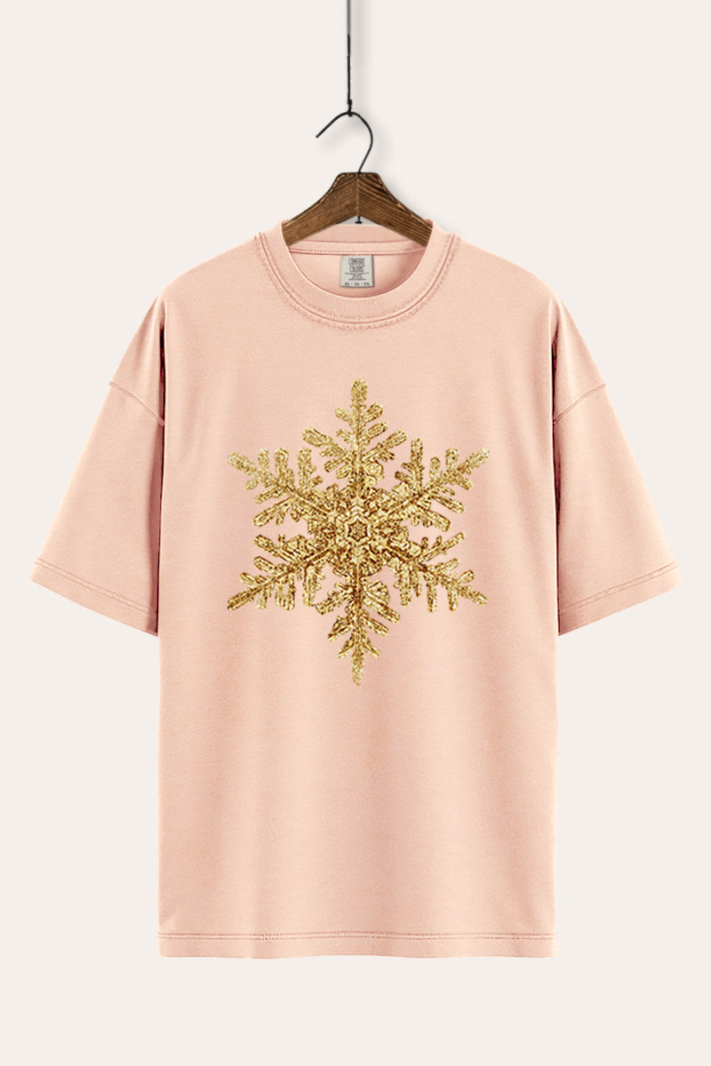 Gold Snowflake Christmas Graphic Women's Comfort Tee