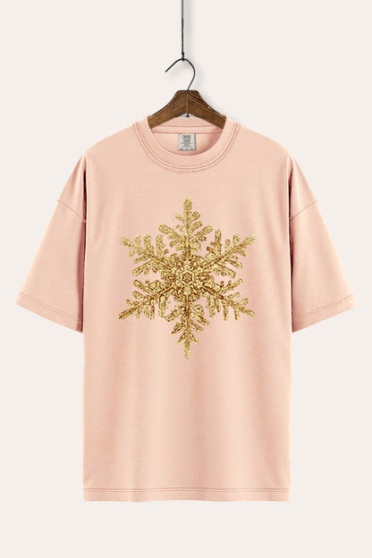 Gold Snowflake Christmas Graphic Women's Comfort Tee
