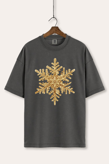 Gold Snowflake Christmas Graphic Women's Comfort Tee