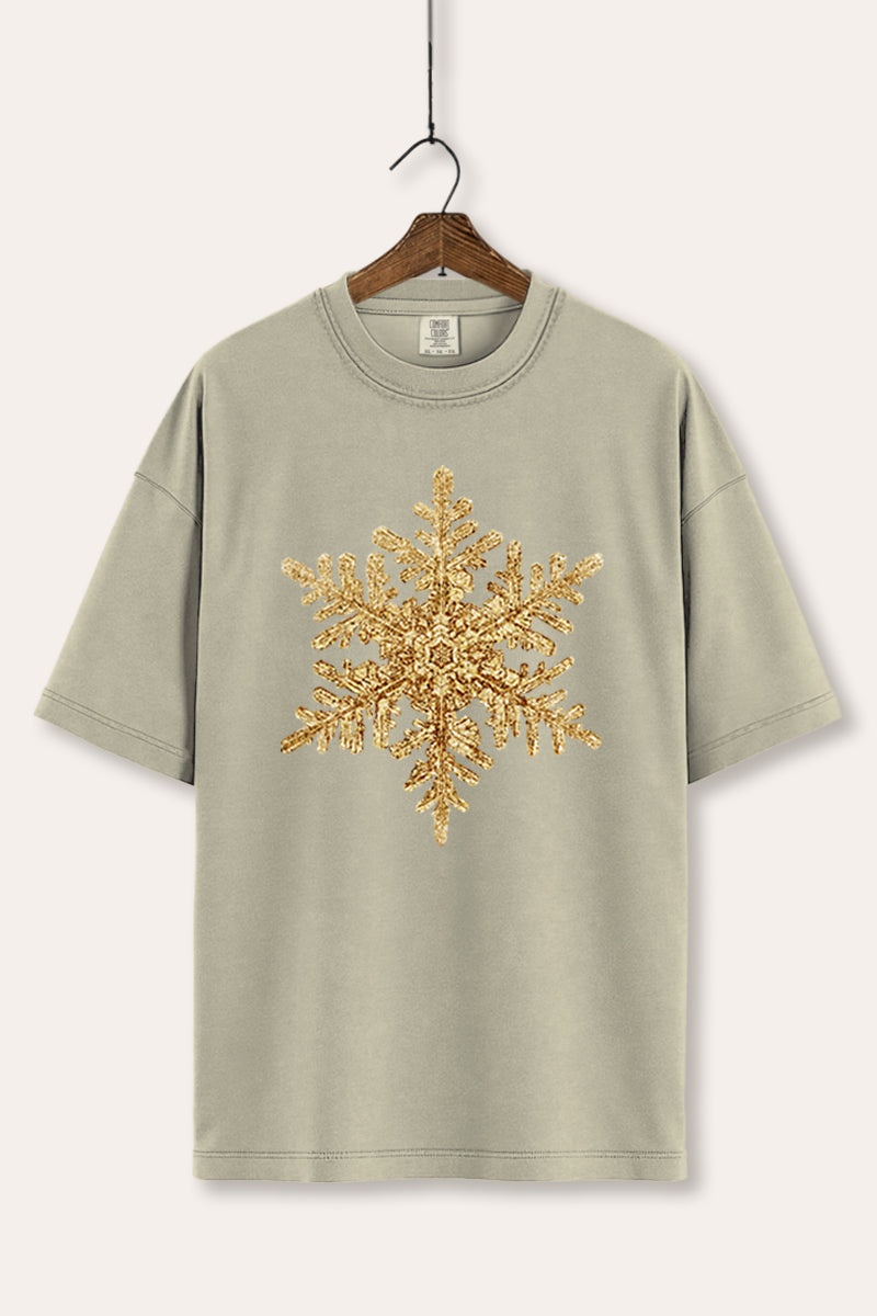 Gold Snowflake Christmas Graphic Women's Comfort Tee