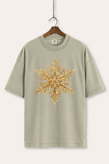 Gold Snowflake Christmas Graphic Women's Comfort Tee