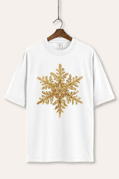 Gold Snowflake Christmas Graphic Women's Comfort Tee