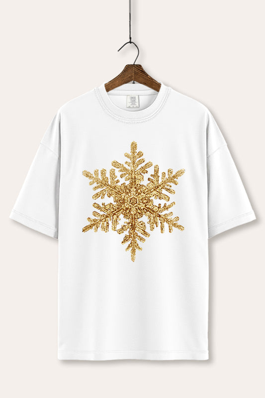 Gold Snowflake Christmas Graphic Women's Comfort Tee