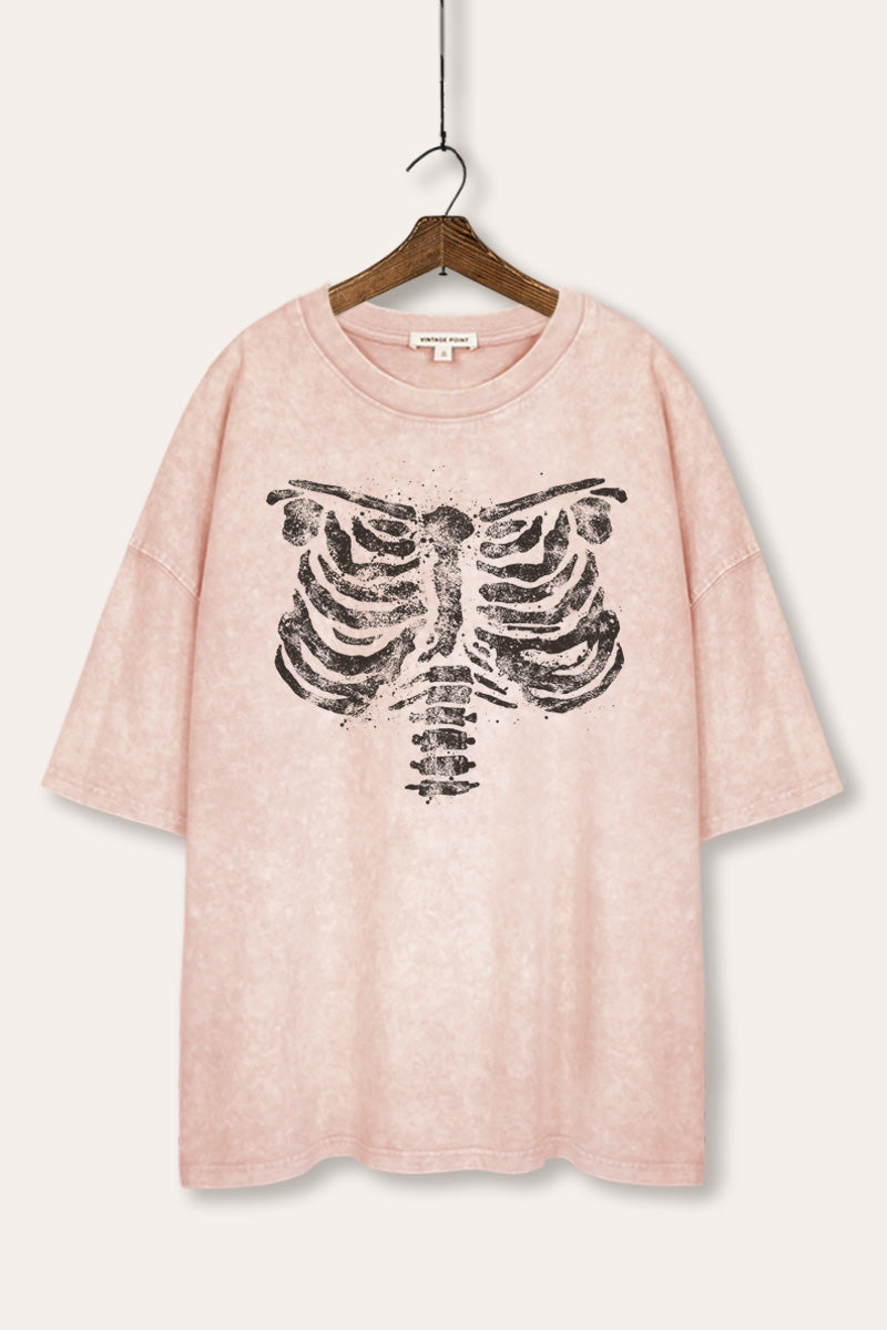 mineral wash oversized rib cage graphic tee