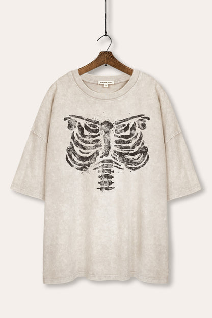 Halloween X-Ray Ribs Graphic Mineral Wash Oversized Tee