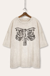 mineral wash oversized rib cage graphic tee