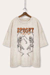 mineral wash oversized dancing skeletons halloween graphic tee