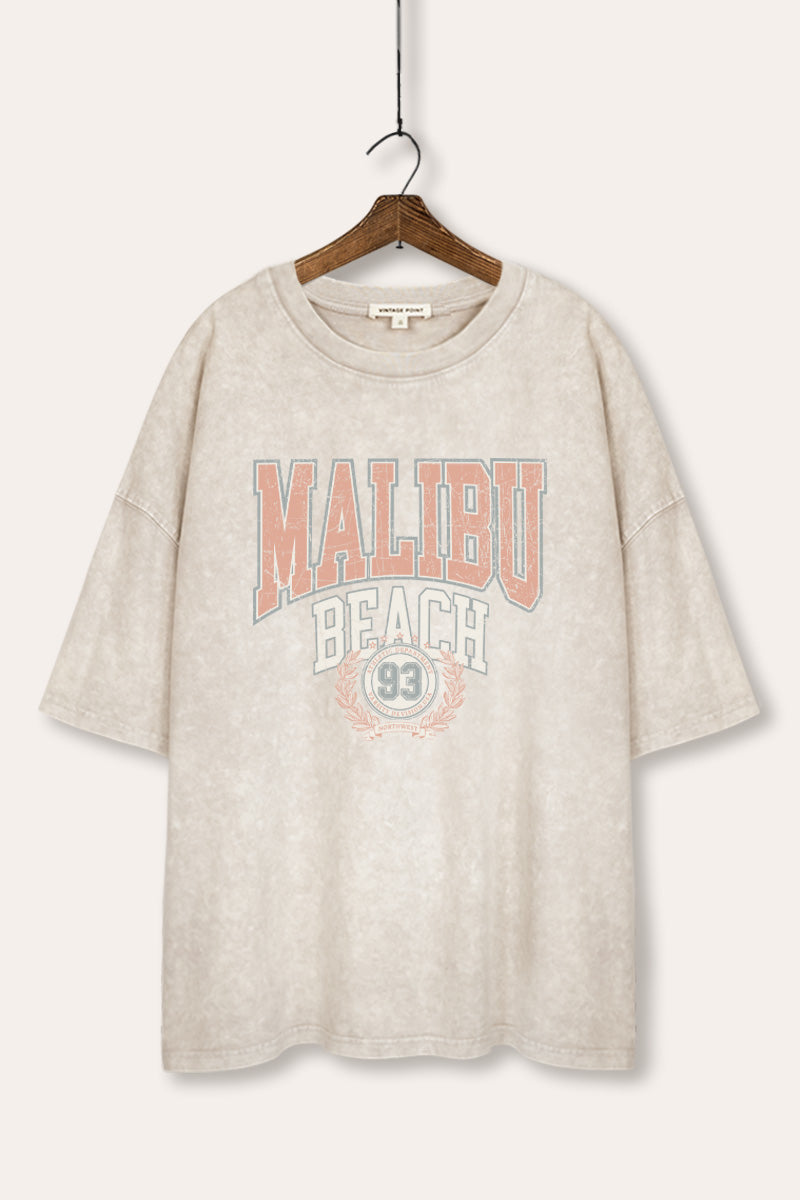 "malibu beach" oversized mineral wash graphic tee