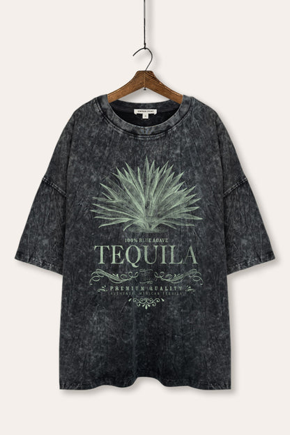 Tequila Agave Graphic Mineral Wash Oversized Tee