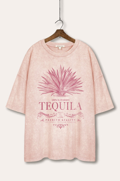 Tequila Agave Graphic Mineral Wash Oversized Tee