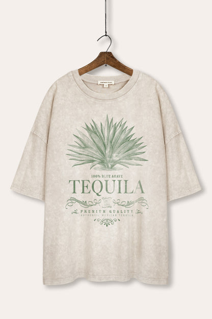 Tequila Agave Graphic Mineral Wash Oversized Tee