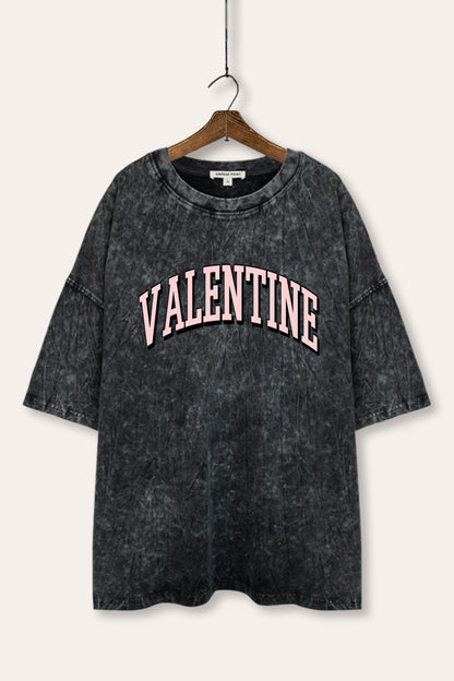 Valentine Collegiate Typography Mineral Wash Oversized Tee