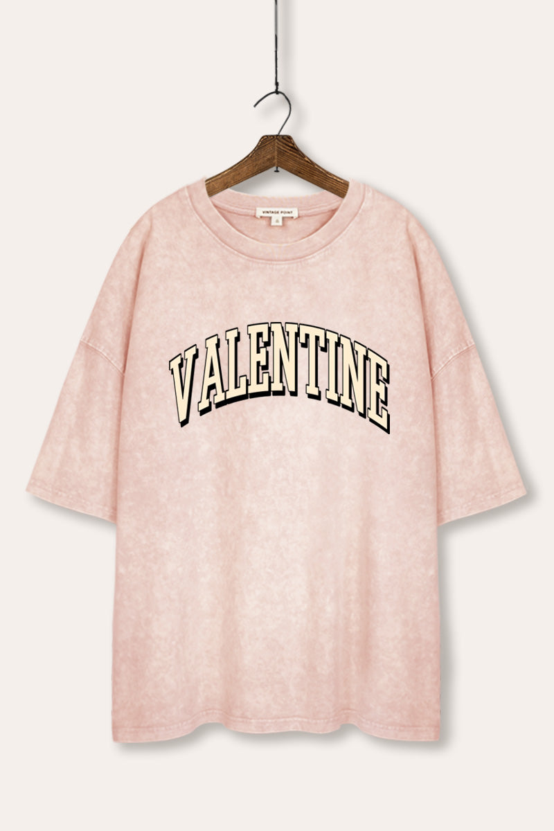 Valentine Collegiate Typography Mineral Wash Oversized Tee