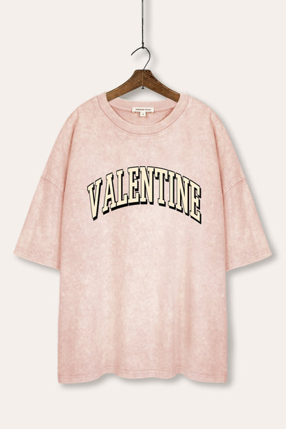 Valentine Collegiate Typography Mineral Wash Oversized Tee