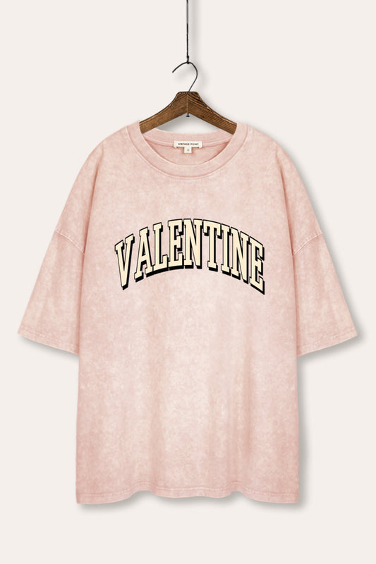 Valentine Collegiate Typography Mineral Wash Oversized Tee