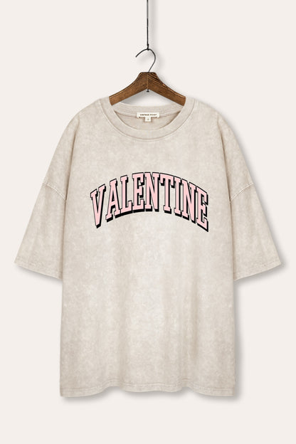 Valentine Collegiate Typography Mineral Wash Oversized Tee