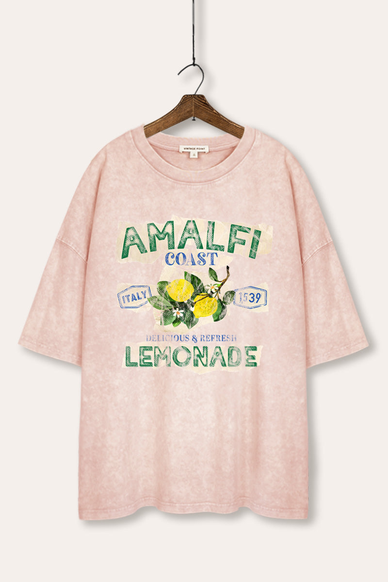 "amalfi coast lemonade" oversized mineral wash graphic tee