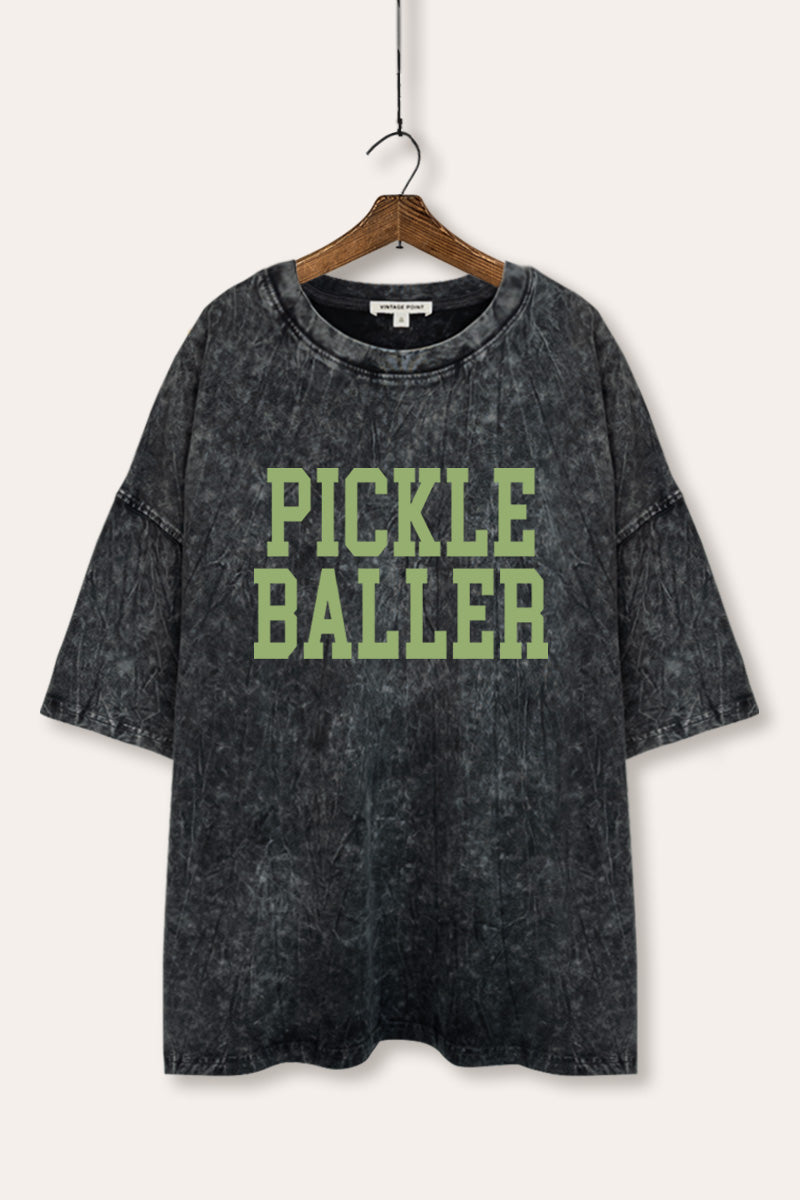 "pickle baller" mineral wash oversized graphic tee